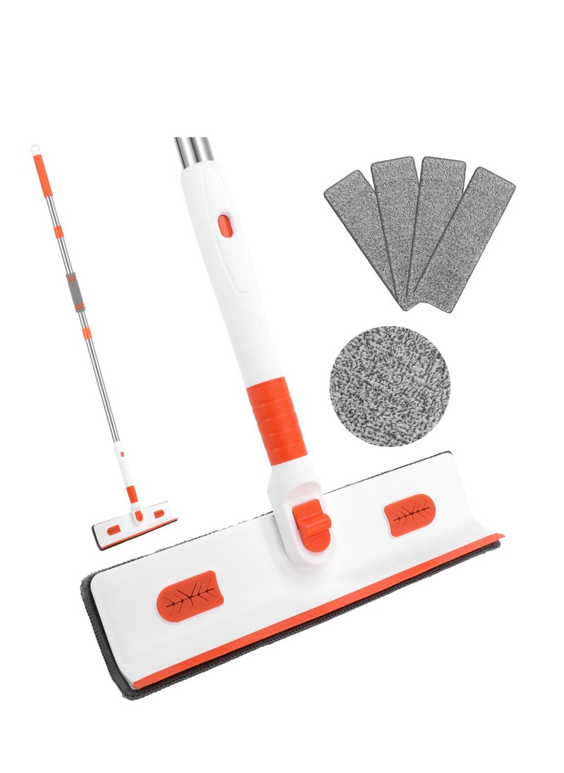 Excefore - Wall Mop with Long Handle,Ceiling Window Glass Cleaning Tool,Wall Cleaning Mop with Retractable Handle, with 4 Reusable Fiber Replacement Cloths - Image 1