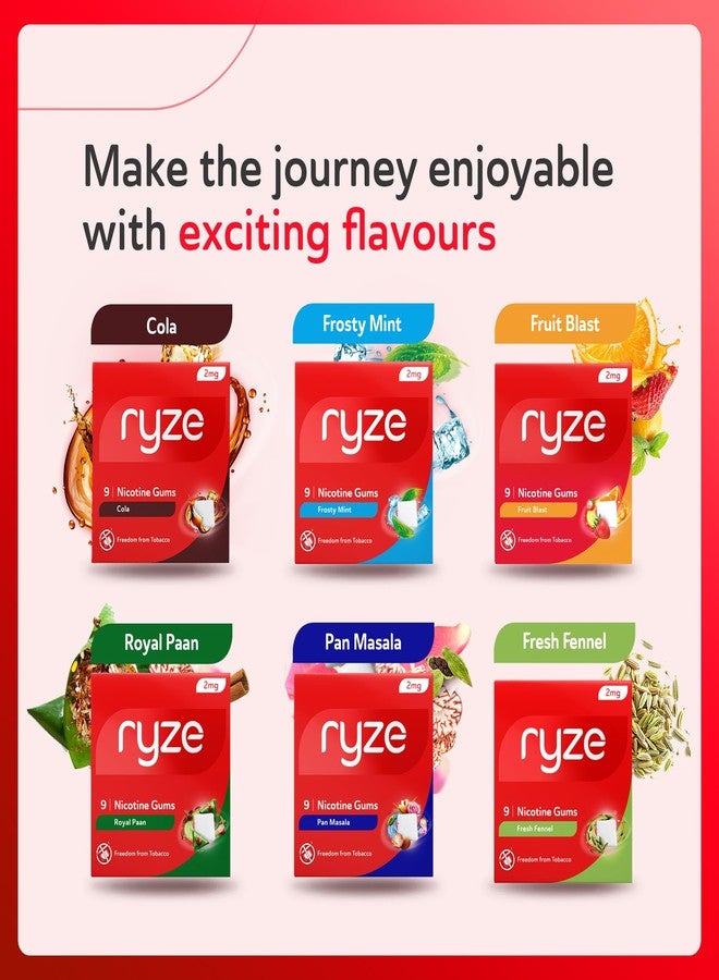 RYZE Nicotine Gum 2mg | 2mg Cola Nicotine Gum | Pack of 30 (270 gums) | Easy on Throat | FDA Approved | Sugar Free | Teeth Whitening Properties - Image 3