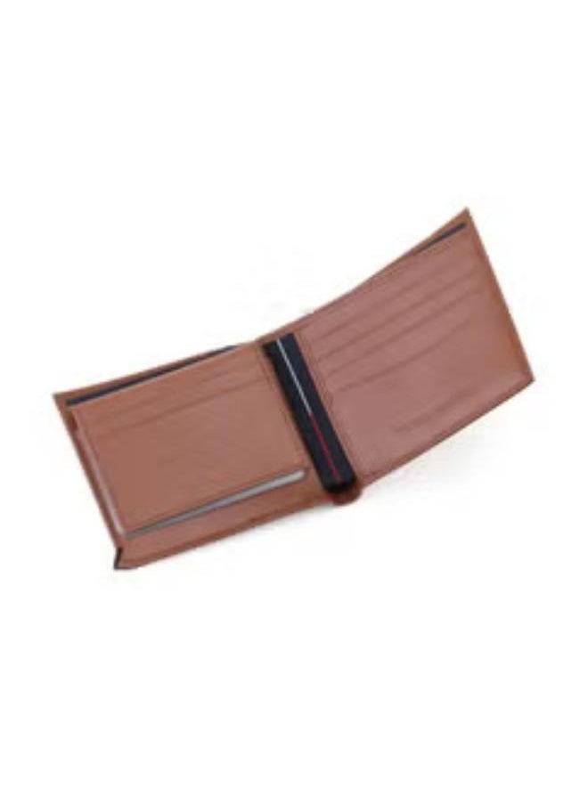 Tommy Hilfiger Men's Leather Wallet – Slim Bifold with 6 Credit Card Pockets and Removable ID Window, Tan Beige, One Size