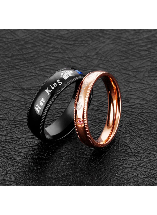 LineAve 2-Piece Stainless Steel His Or Her King Couple Matching Wedding Band Ring - Image 5