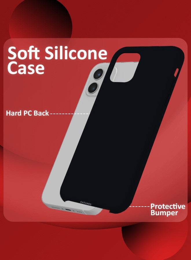 CATANES [for iPhone 12] Silicone Case Shockproof Protective Case Anti Scratch Smooth Case Cover/Black - Image 2