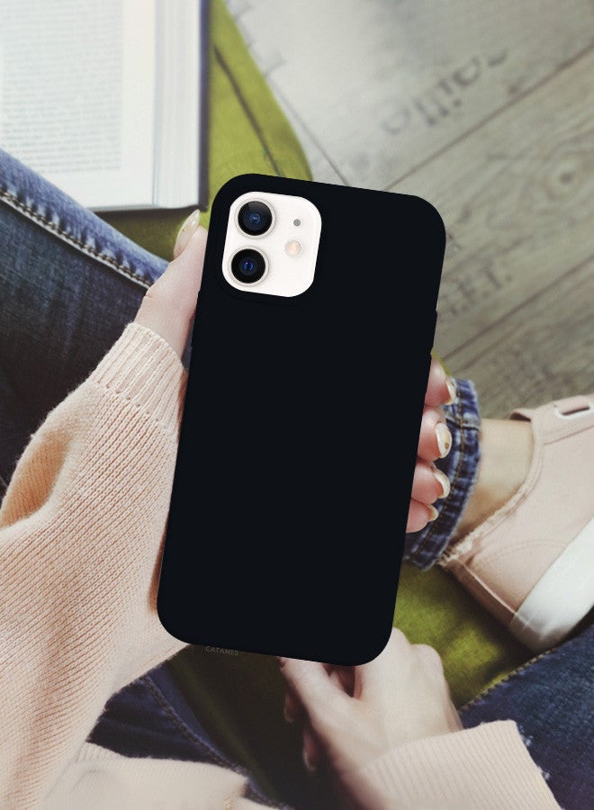 CATANES [for iPhone 12] Silicone Case Shockproof Protective Case Anti Scratch Smooth Case Cover/Black - Image 4