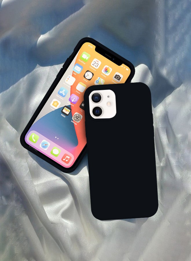 CATANES [for iPhone 12] Silicone Case Shockproof Protective Case Anti Scratch Smooth Case Cover/Black - Image 1