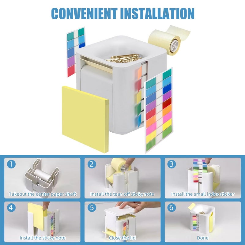 5-in-1 adhesive paper dispenser with self-adhesive notepad and colored labels, perfect for home education and office organization (green) - Image 5