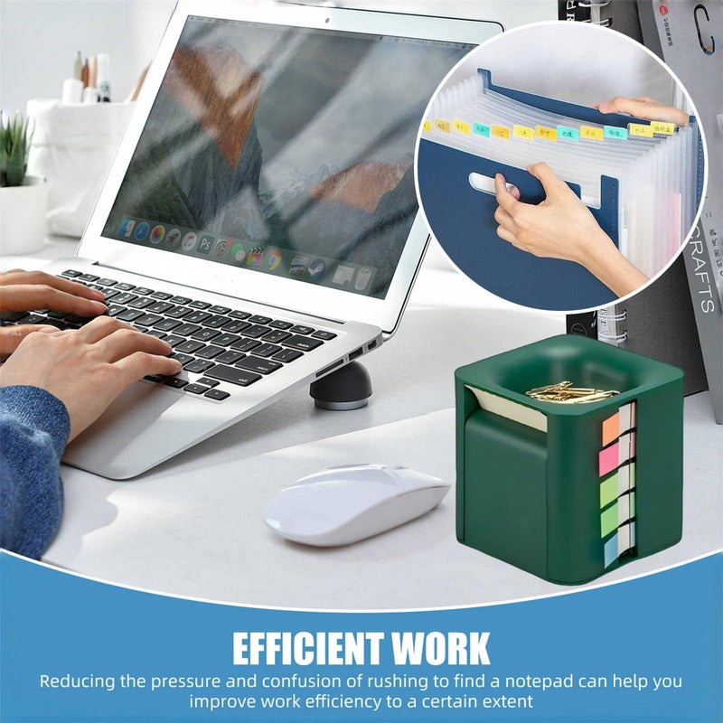 5-in-1 adhesive paper dispenser with self-adhesive notepad and colored labels, perfect for home education and office organization (green) - Image 3