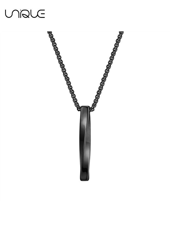 يونيك النمط الأوروبي قلادة حلزونية قلادة شخصية الفولاذ المقاوم للصدأ التيتانيوم الصلب قلادة الإبداعية فاسق الرجال قلادة - أسود - Image 1