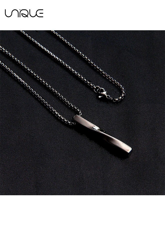 يونيك النمط الأوروبي قلادة حلزونية قلادة شخصية الفولاذ المقاوم للصدأ التيتانيوم الصلب قلادة الإبداعية فاسق الرجال قلادة - أسود - Image 3