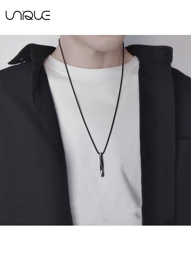 يونيك النمط الأوروبي قلادة حلزونية قلادة شخصية الفولاذ المقاوم للصدأ التيتانيوم الصلب قلادة الإبداعية فاسق الرجال قلادة - أسود - Image 5