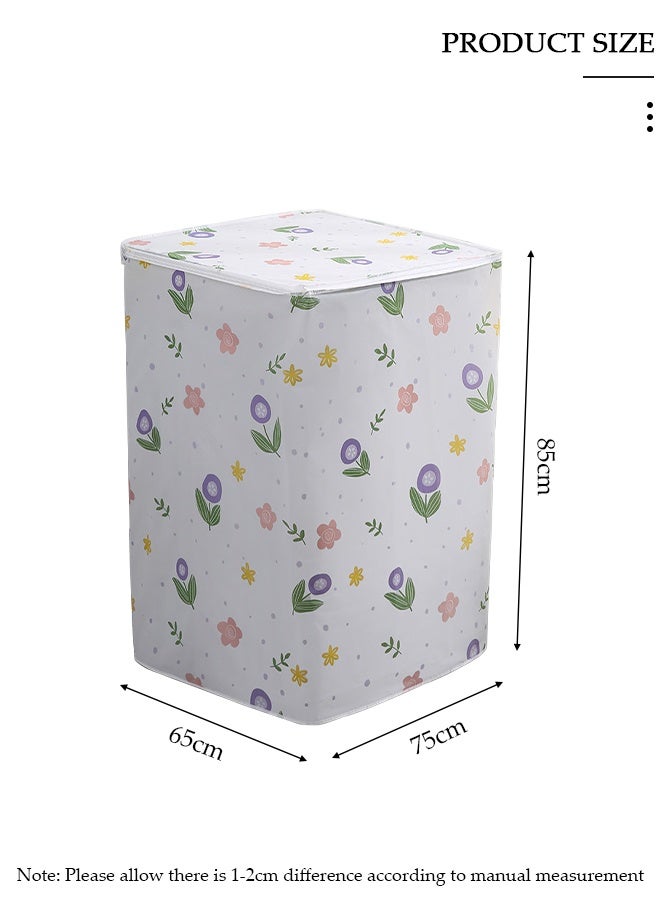 DUNISO Washing Machine Cover, PEVA Cloth Full-Automatic Wave Wheel Washing Machine Cover, Top Load Dryer Cover, Sunscreen Waterproof Dustproof  Washer Protection Case with Smooth Zipper for Laundry Kitchen Home - Image 3