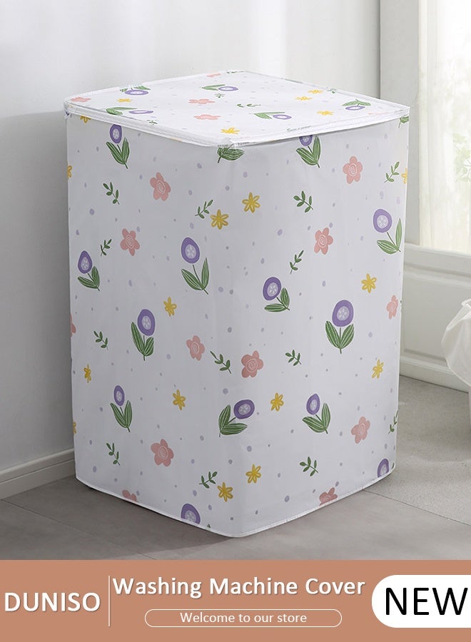 DUNISO Washing Machine Cover, PEVA Cloth Full-Automatic Wave Wheel Washing Machine Cover, Top Load Dryer Cover, Sunscreen Waterproof Dustproof  Washer Protection Case with Smooth Zipper for Laundry Kitchen Home - Image 1