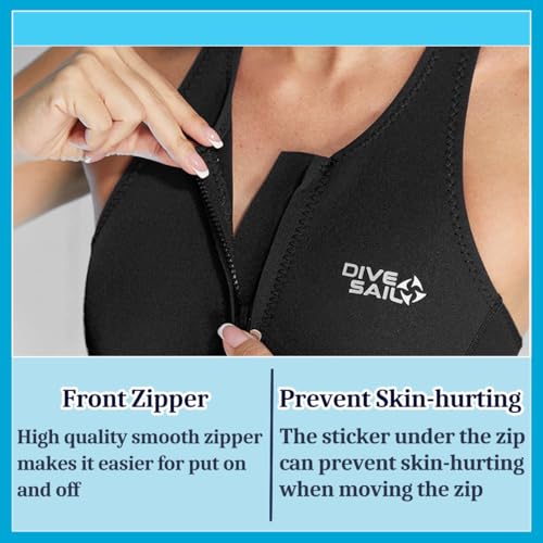 DIVE & SAIL Womens Wetsuit Shorty Sleeveless Wetsuits One Piece 2mm Swimsuit with Front Zipper for Swimming Diving Snorkeling Water Sport Water Sport Black XL Size - Image 5