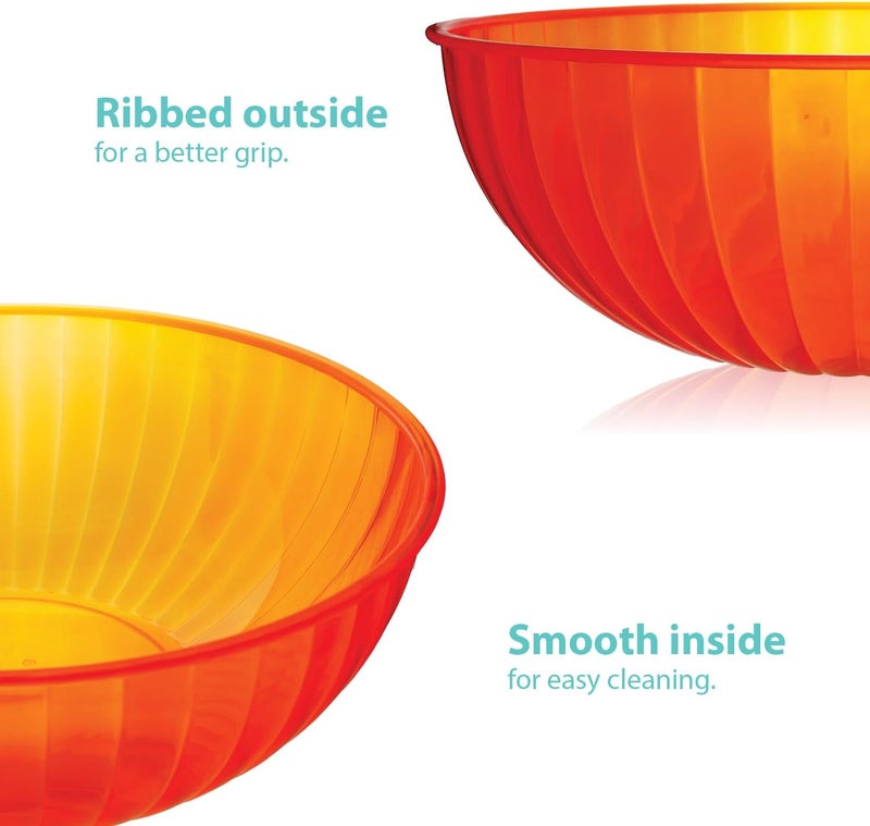 Party Essentials Hard Plastic 192 OZ6 QT15 Gallon Large Serving Bowls For PunchSaladSnackTreatFruit 3Count Neon Orange - Image 3