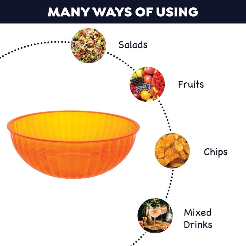 Party Essentials Hard Plastic 192 OZ6 QT15 Gallon Large Serving Bowls For PunchSaladSnackTreatFruit 3Count Neon Orange - Image 2