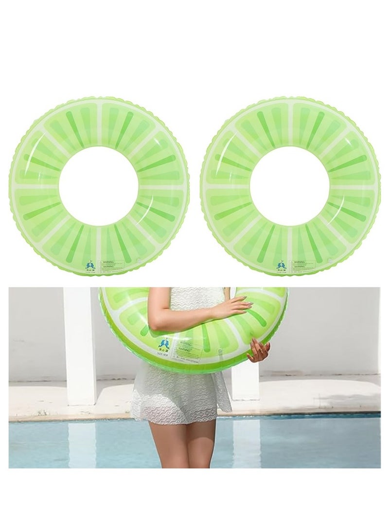 2 Pack Swim Ring, 90cm Diameter Inflatable Float Pool Swim Ring, Fruit Swim Tube Rings Colorful Pool Floaties Toys for Beach Pool Party for Kids and Adults (2Pack, 90cm, Lemon Green) - Image 1
