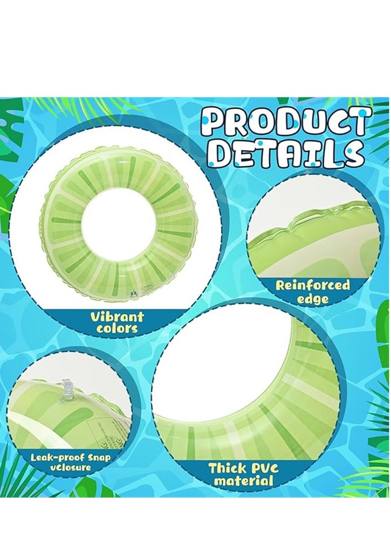 2 Pack Swim Ring, 90cm Diameter Inflatable Float Pool Swim Ring, Fruit Swim Tube Rings Colorful Pool Floaties Toys for Beach Pool Party for Kids and Adults (2Pack, 90cm, Lemon Green) - Image 2