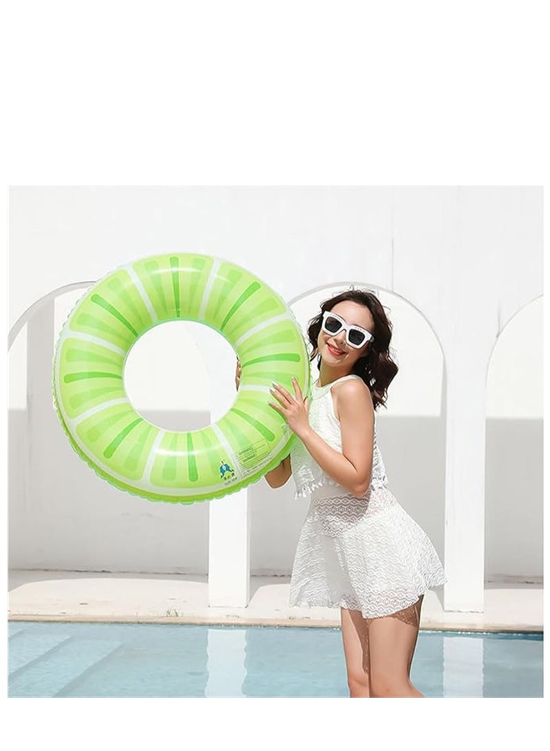 2 Pack Swim Ring, 90cm Diameter Inflatable Float Pool Swim Ring, Fruit Swim Tube Rings Colorful Pool Floaties Toys for Beach Pool Party for Kids and Adults (2Pack, 90cm, Lemon Green) - Image 5