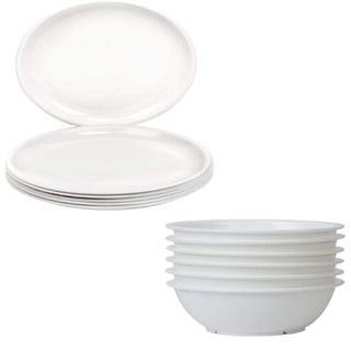 Everbuy® Microwave Safe & Unbreakable Plastic Round Full Plate & Bowl Set (Pack of 6 Plates & 6 Bowl Set.- 12 Pieces) - White Color (Made in India) - pzsku/ZC91098FDDDBC659E9330Z/45/1743504484/22b74667-687a-49c9-bb66-64538564f86e