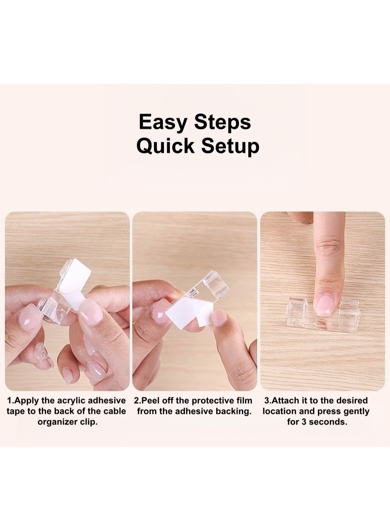 مجموعة 100 قطعة من مقاطع الكابلات اللاصقة الذاتية بدون ثقب ، مناسبة لكابلات البيانات ، كابلات الشبكة ، كابلات الماوس ، إلخ. - Image 3