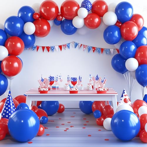 RUBFAC 129pcs Royal Blue Balloons Different Sizes 18 12 10 5 Inch, Blue Balloon Arch Kit Garland for Birthday Party Graduation Baby Shower Baseball Nautical Party Decoration - Image 4