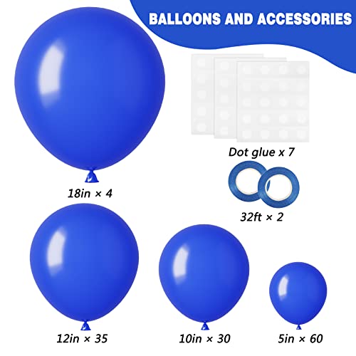 RUBFAC 129pcs Royal Blue Balloons Different Sizes 18 12 10 5 Inch, Blue Balloon Arch Kit Garland for Birthday Party Graduation Baby Shower Baseball Nautical Party Decoration - Image 2