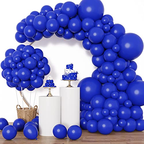 RUBFAC 129pcs Royal Blue Balloons Different Sizes 18 12 10 5 Inch, Blue Balloon Arch Kit Garland for Birthday Party Graduation Baby Shower Baseball Nautical Party Decoration - Image 1