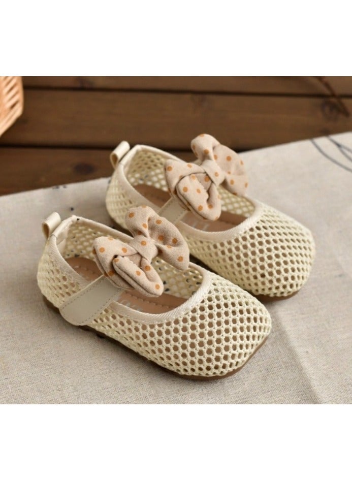 Mesh Bow Soft Soled Bean Shoes, Princess Shoes - Image 2