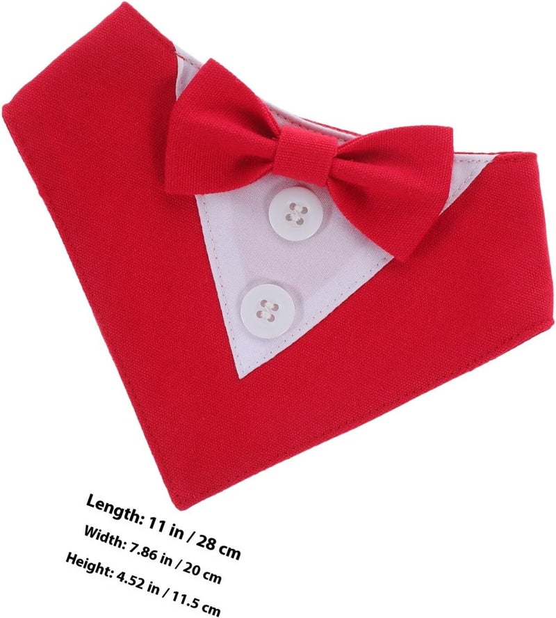GALPADA Dog Wedding Bandana Collar Crimson Xs Pet Party Scarf with Bow Tie Dog Suit Collar Holiday Celebration - Image 2