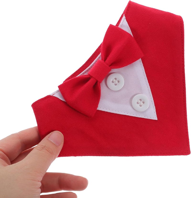 GALPADA Dog Wedding Bandana Collar Crimson Xs Pet Party Scarf with Bow Tie Dog Suit Collar Holiday Celebration - Image 4