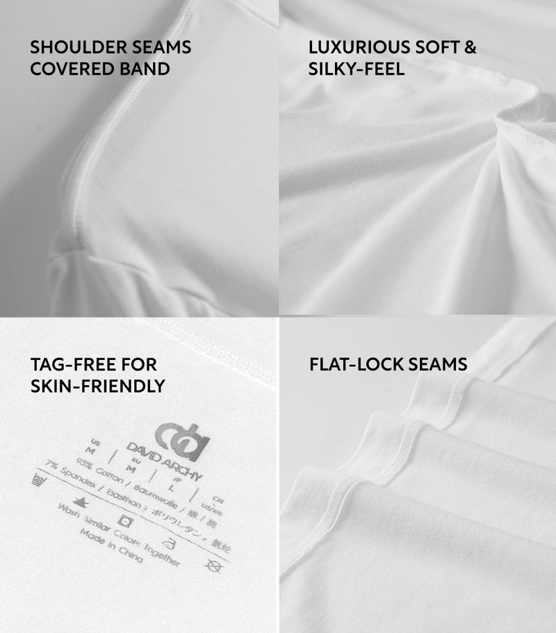 DAVID ARCHY Men's Undershirts Combed Cotton T-Shirt Soft Moisture-Wicking T-Shirts V Neck Tees 3 Pack (XL, White) - Image 5