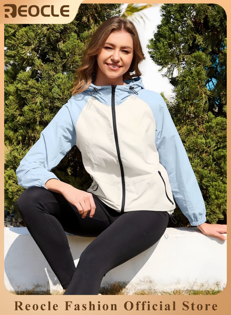 REOCLE Packable Rain Jacket Women Waterproof Lightweight Rain Coats for Women with Hood Outdoor Windbreaker Jacket - Image 1