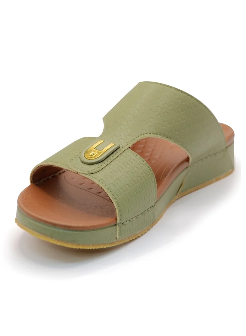ال_باز صندل عربي أخضر للرجال من الباز - صنادل جلدية للرجال - صنادل جلدية مفتوحة عند الأصابع للرجال