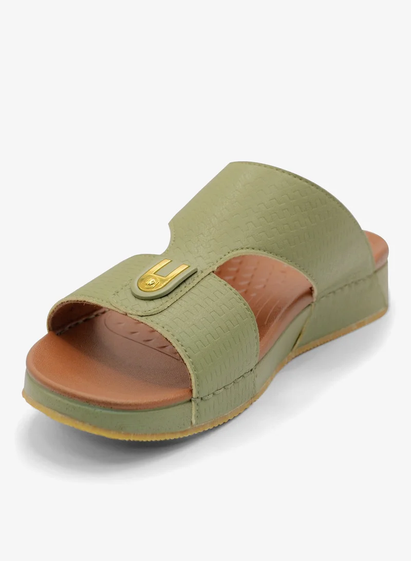 ال_باز صندل عربي أخضر للرجال من الباز - صنادل جلدية للرجال - صنادل جلدية مفتوحة عند الأصابع للرجال