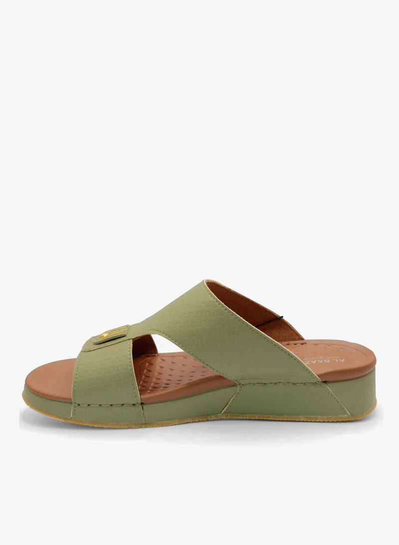 ال_باز صندل عربي أخضر للرجال من الباز - صنادل جلدية للرجال - صنادل جلدية مفتوحة عند الأصابع للرجال