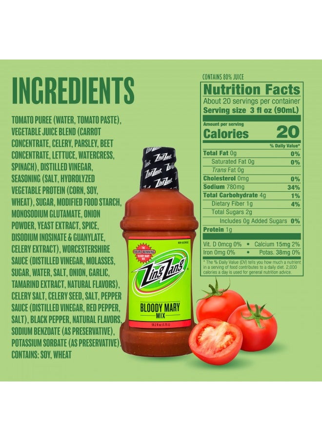 Zing Zang  Mary Mix, Non-Alcoholic Cocktail Mixer With A Bold-Tasting Seven Vegetable Juice And Spice Blend, 1.75L Bottle (Pack Of 1)  - Image 2