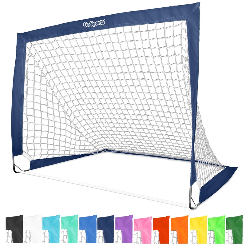 GoSports Team Tone 4 ft x 3 ft Portable Soccer Goal for Kids Pop Up Net for Backyard Navy - Image 2