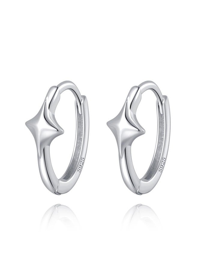 Reffeer Solid 925 Sterling Silver Star Huggie Earrings for Women Earrings Girls Earrings Star Hoop Earrings Hypoallergenic, 13 Millimeter, Sterling Silver, No Gemstone - Image 1
