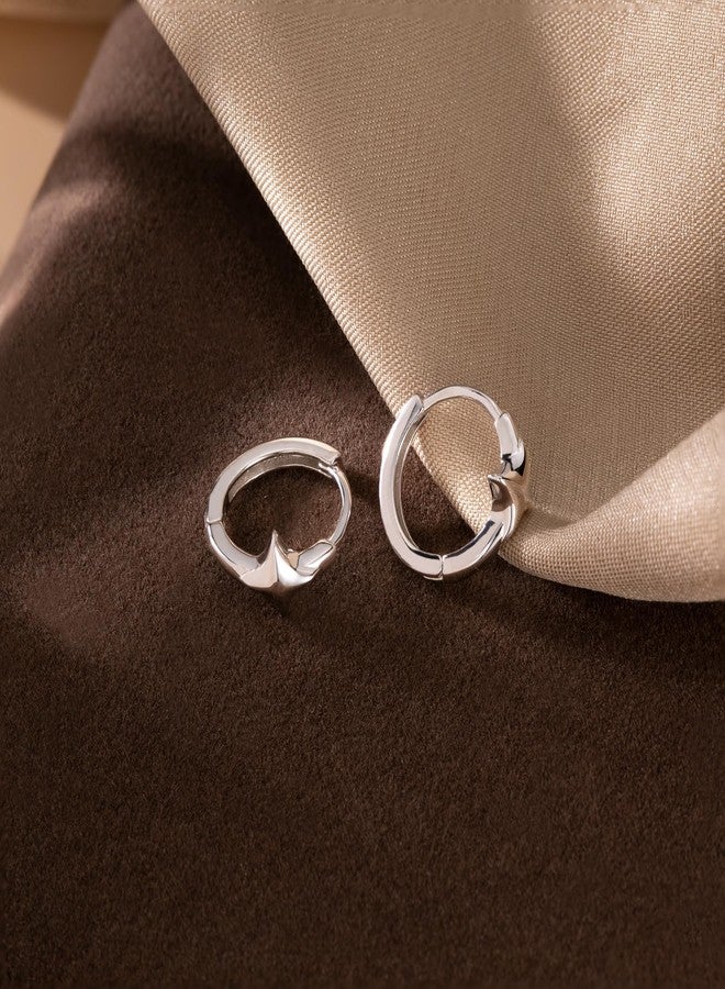 Reffeer Solid 925 Sterling Silver Star Huggie Earrings for Women Earrings Girls Earrings Star Hoop Earrings Hypoallergenic, 13 Millimeter, Sterling Silver, No Gemstone - Image 5