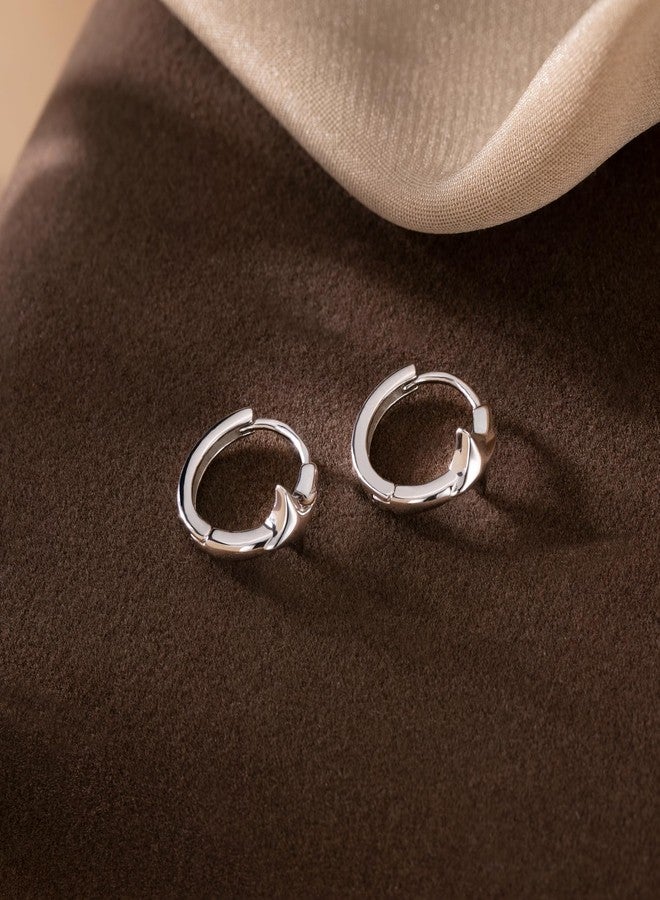 Reffeer Solid 925 Sterling Silver Star Huggie Earrings for Women Earrings Girls Earrings Star Hoop Earrings Hypoallergenic, 13 Millimeter, Sterling Silver, No Gemstone - Image 4