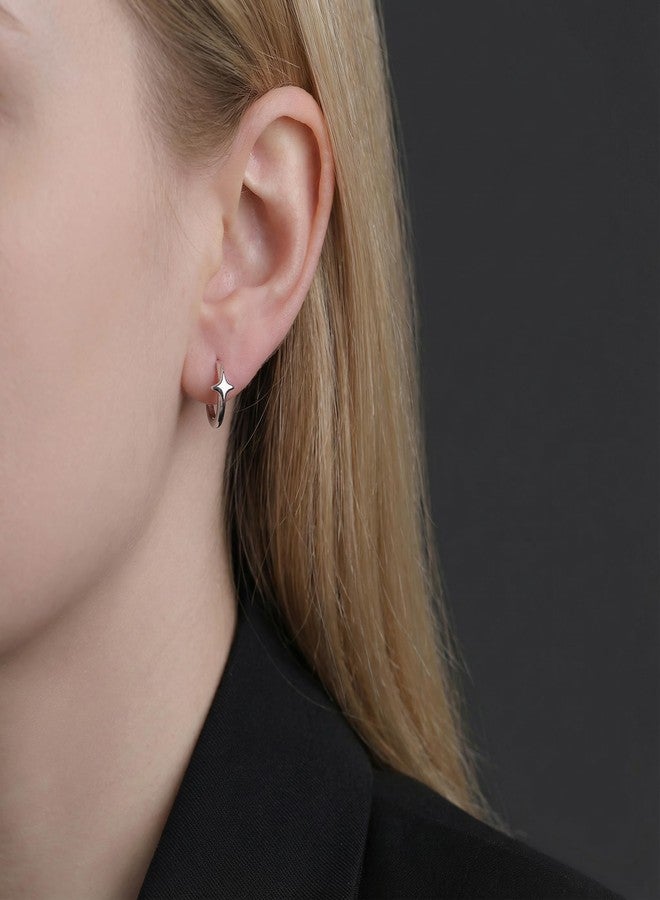 Reffeer Solid 925 Sterling Silver Star Huggie Earrings for Women Earrings Girls Earrings Star Hoop Earrings Hypoallergenic, 13 Millimeter, Sterling Silver, No Gemstone - Image 2