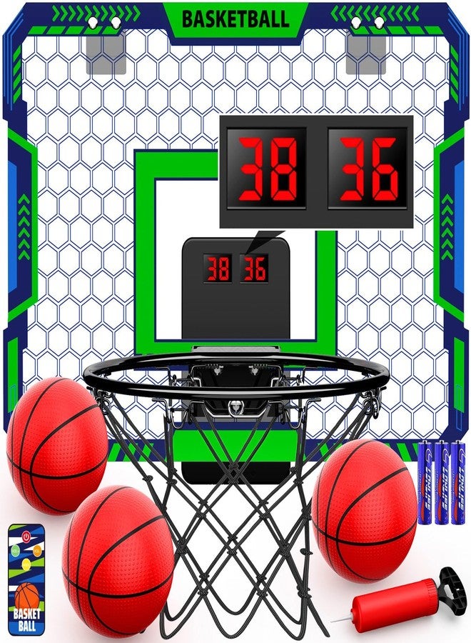 MIROTEE Indoor Basketball Hoop for Kids, Over The Door Mini Basketball Hoop with Scoring & Countdown, Remote Control, 3 Balls & Sound Effects, Birthday & Christmasl Toys Gifts for 4-12 Year Old Girls Boys - Image 1