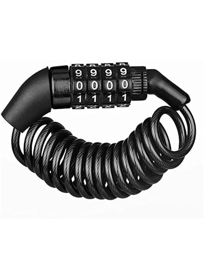 BWSJ 4Digit Code Bicycle Cable Lock, Resettable Bicycle AntiTheft Code Lock, Motorcyclebicycle Helmet Lock, AntiTheft Helmet Lock - Image 1