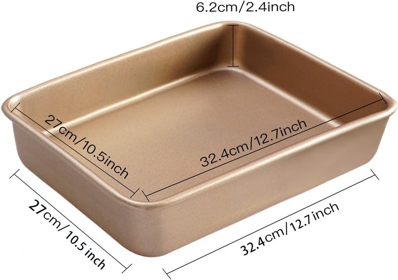 Lainrrew 2 Pack Baking Sheet Pans, Deep Size Baking Pan Nonstick Cookie Sheet Brownie Cake Pan Bread Pan Toaster Oven Tray Bakeware, 12.7x10.6x2.4 Inches, Easy Clean & Food Safe (12.7 x 10.6 x 2.4) - Image 2