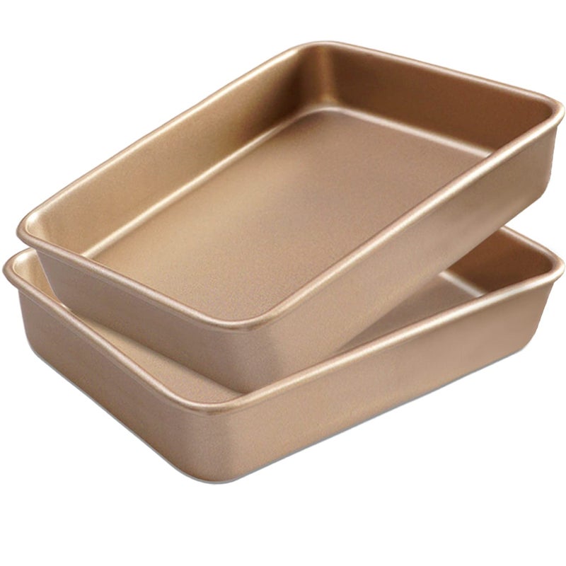 Lainrrew 2 Pack Baking Sheet Pans, Deep Size Baking Pan Nonstick Cookie Sheet Brownie Cake Pan Bread Pan Toaster Oven Tray Bakeware, 12.7x10.6x2.4 Inches, Easy Clean & Food Safe (12.7 x 10.6 x 2.4) - Image 1