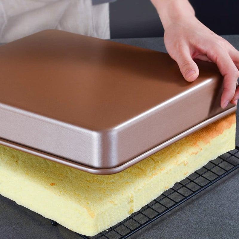 Lainrrew 2 Pack Baking Sheet Pans, Deep Size Baking Pan Nonstick Cookie Sheet Brownie Cake Pan Bread Pan Toaster Oven Tray Bakeware, 12.7x10.6x2.4 Inches, Easy Clean & Food Safe (12.7 x 10.6 x 2.4) - Image 3