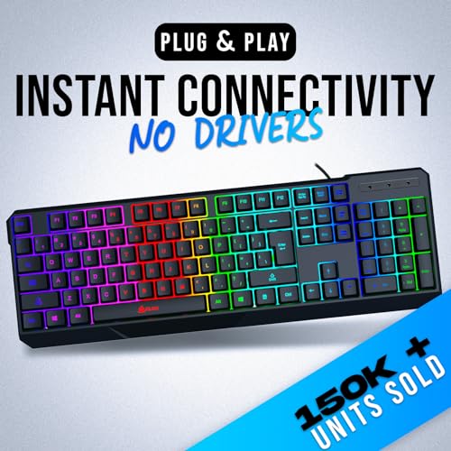 KLIM Chroma – USB RGB Gaming Keyboard, Wired PC Computer Keyboard, Membrane, Waterproof Durable, 2 ms Response, PS4/PS5 & Mac Compatible - Image 2