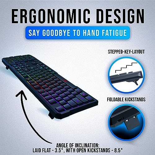 KLIM Chroma – USB RGB Gaming Keyboard, Wired PC Computer Keyboard, Membrane, Waterproof Durable, 2 ms Response, PS4/PS5 & Mac Compatible - Image 3