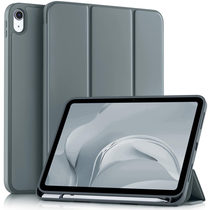Akkerds Compatible with iPad (A16) 11th Generation Case 11 Inch 2025, for iPad 10th Generation Case 10.9 Inch 2022 with Pencil Holder, Slim Trifold Stand Protective Cover with Soft TPU Back, Dark Grey - Image 1