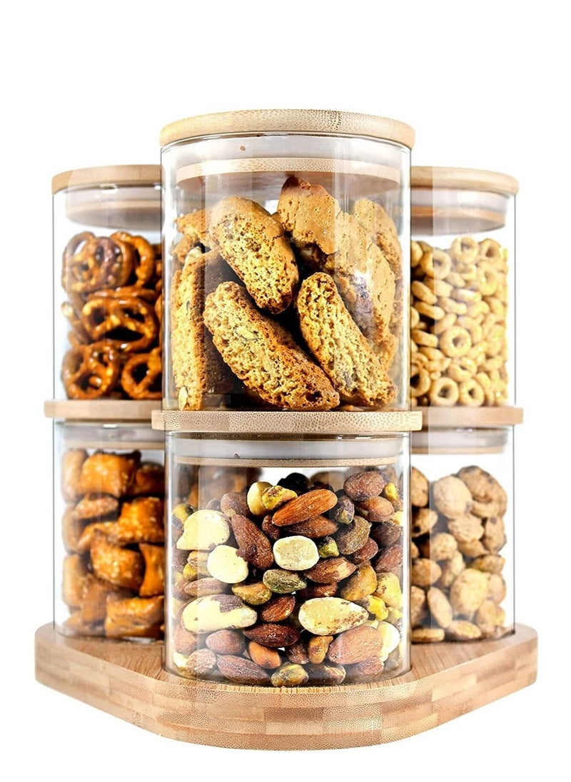 Borosilicate Glass Food Storage Jars with Bamboo Lids and Wooden Base Set of 6 of 16oz - pzsku/ZC911241BB50849406CBDZ/45/_/1693921691/e77cefe6-a73d-4711-80cf-67b83bbe4e48