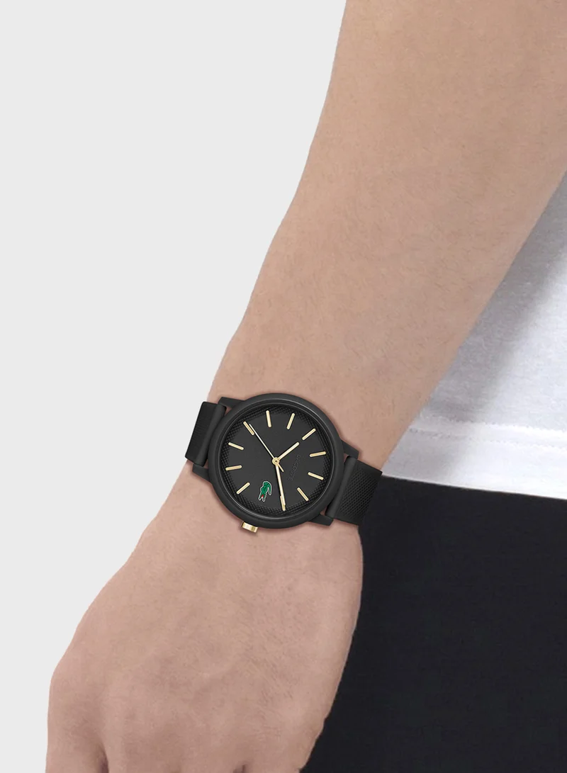 LACOSTE 12.12 Collection Analog Quartz Watch For Men With Black Silicone Bracelet - 2011233
