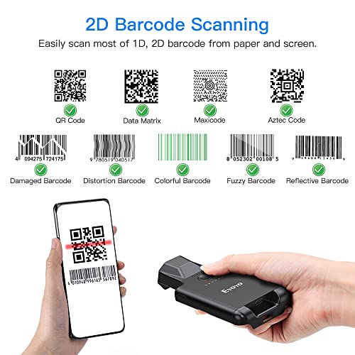 EYOYO Upgraded Eyoyo QR Code Scanner Bluetooth Android Barcode Scanner, Portable Back Clip Wireless 1D 2D UPC ISBN Inventory Barcode Reader PDF417 Data Matrix Code Compatible with iPhone, Android Phone - Image 5